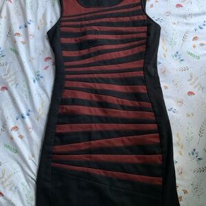 INC International Concepts Black and Brown Striped Mini Dress